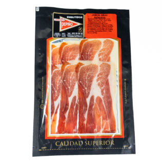 Sobre lonchas de jamón gran reserva
